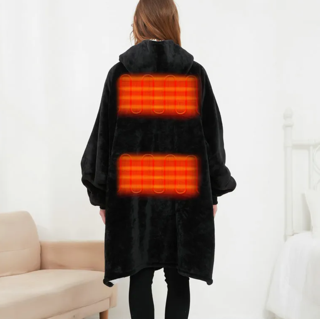 Heated Hoodie Blanket — Oversized USB Sherpa Warmth
