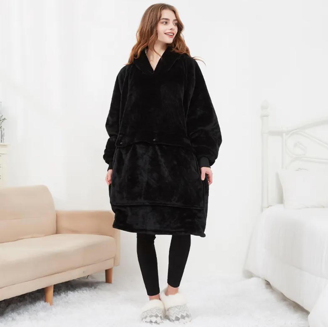 Heated Hoodie Blanket — Oversized USB Sherpa Warmth
