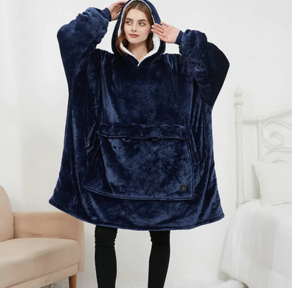 Heated Hoodie Blanket — Oversized USB Sherpa Warmth