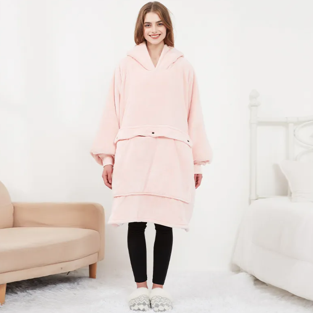 Heated Hoodie Blanket — Oversized USB Sherpa Warmth